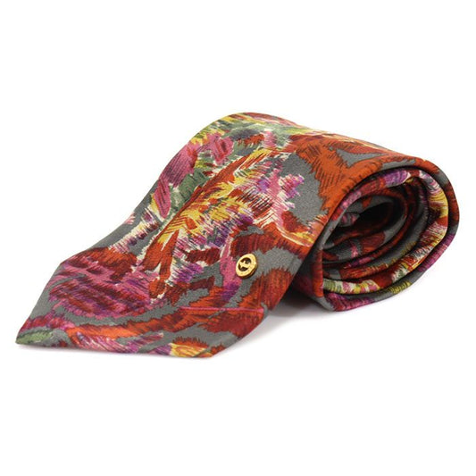 A Testoni 100% Silk Grey Multi Color Tie CO76553AT 112888085