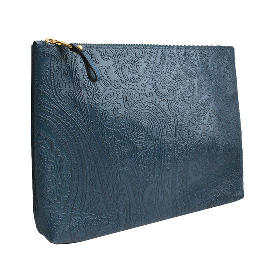 ETRO ティルグリーン ペイズリー レザー クラッチバッグ 113131011