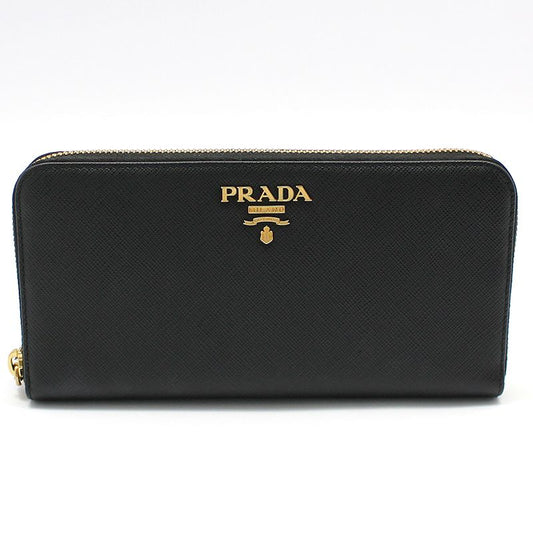 Prada Black Saffiano Gold Logo Zipped Long Wallet 1ML506 113220261
