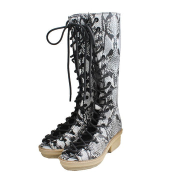 3.1 PHILLIP LIM パイソンパターン レースアップ ロングブーツ 240 114239511