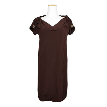 GUCCI Tiefbraunes V-Ausschnitt-Seidenkleid 55 114253181