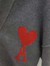 AMI Big Heart Embroidered Logo V-Neck Cardigan L 114303349 [P]