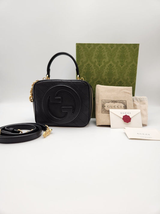 GUCCI Blondie Top Handle Crossbody Bag Schwarz 24 Jahre A+ 114304580