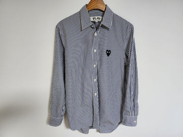 COMME DES GARCONS S Streifen Herz-Patch Herrenhemden A3001 114316690