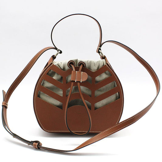 Chloe CHC22US479 Brown Cayenne Round Bucket Small Crossbody Bag 114317038