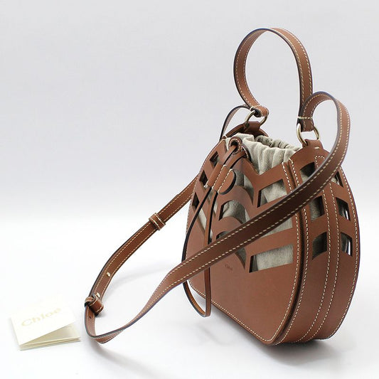 Chloe CHC22US479 Brown Cayenne Round Bucket Small Crossbody Bag 114317038
