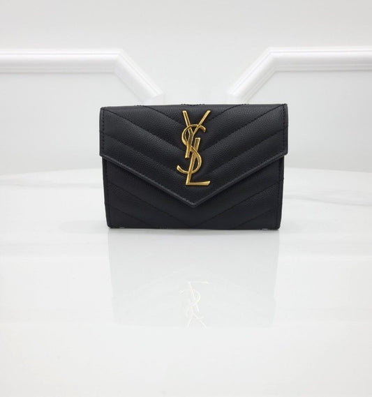Saint Laurent Monogram Envelope Wallet with Gold Hardware 114579308