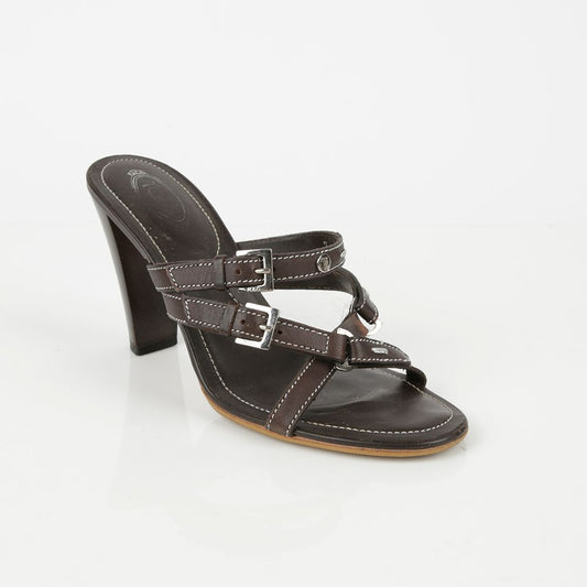 TODS Braune Leder-Riemchen Absatzsandalen 37 41478775