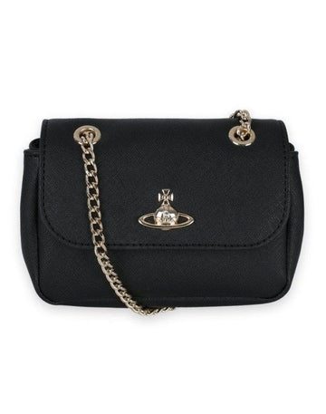 VIVIENNE WESTWOOD エマ スモール チェーン ショルダーバッグ サフィアーノ ブラック stamp: 5202006MU S000B N401 114964653