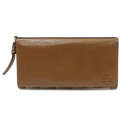 Gucci GG Logo Jacquard Brown Leather Long Wallet 323402 114979126