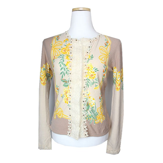 BLUMARINE Lace Appliqué Cardigan 44 115000052