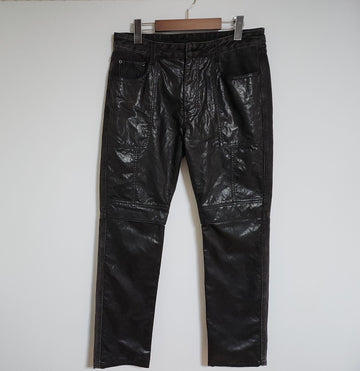 Juun.j 46 Black Two-Tone Leather Back Logo Pants JC0921PD25 115004612