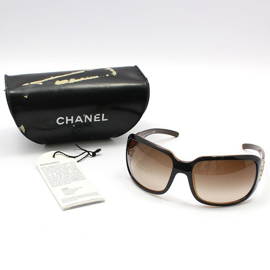 CHANEL 6023 Gold Logo Brown Horn Square Sunglasses 6023 115089956