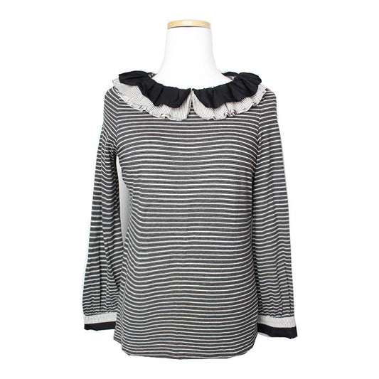 CHANEL チャコールグレー ストライプ ブラウス 44 115100773