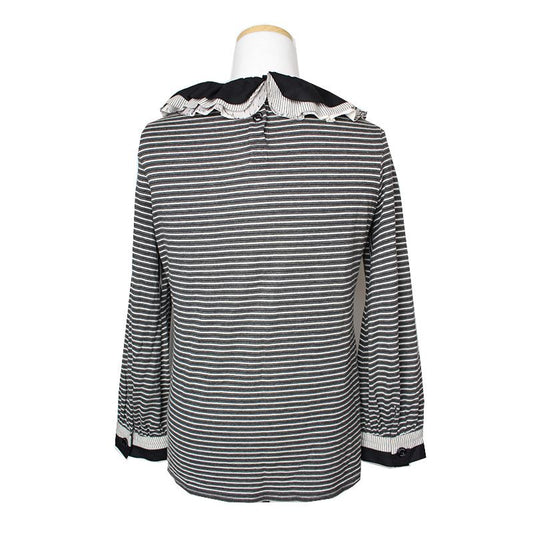 CHANEL チャコールグレー ストライプ ブラウス 44 115100773