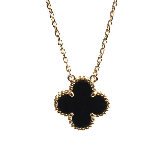 Van Cleef & Arpels Vintage Alhambra Onyx Necklace 12345 115121813