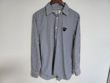 COMME DES GARCONS S Streifen Herzaufnäher Herrenhemd AZ-B008 C6691 115182880
