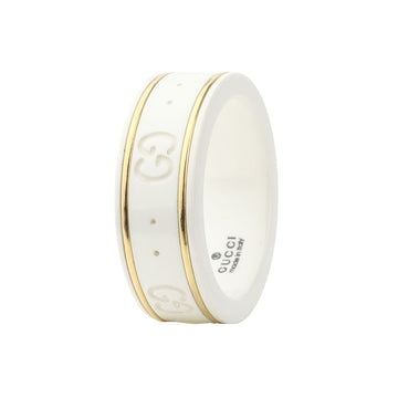 Gucci Yellow Gold Ceramic Iconic Ring Size 9 325964 101709978