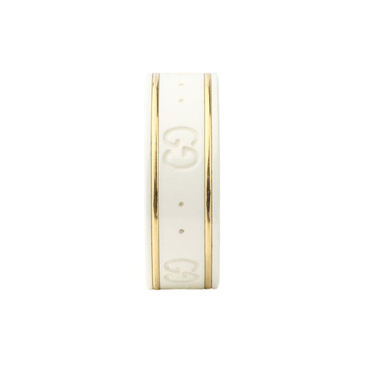 Gucci Yellow Gold Ceramic Iconic Ring Size 9 325964 101709978