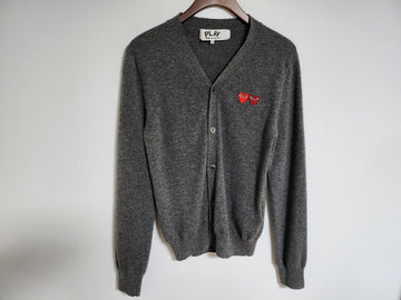 COMME DES GARCONS S Charcoal Doppelwappen Herren Cardigan AZ-N058 115361836