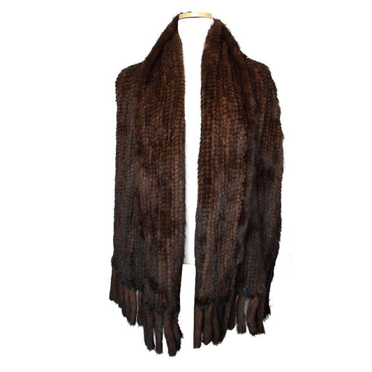 Other Brand Brown Knitted Mink Shawl 115373998