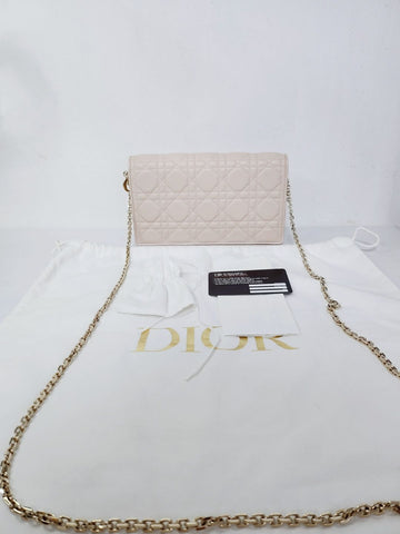 Dior Lady Cannage WOC Light Pink Chain Crossbody Bag 115422719