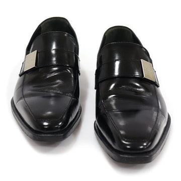 Loewe Black Glossy Leather Silver Logo Men's Loafers 39.5 115450958