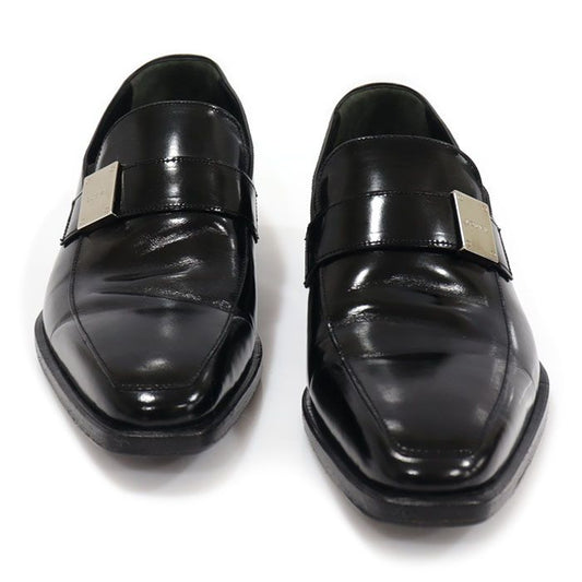 LOEWE Schwarze lackierte Leder Slipper mit Silberlogo 39.5 115450958