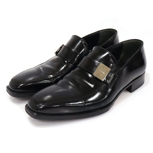LOEWE Schwarze lackierte Leder Slipper mit Silberlogo 39.5 115450958