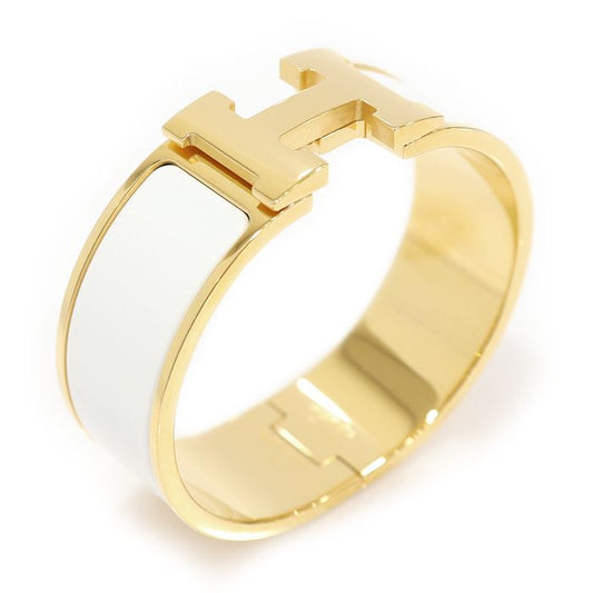 Hermes H300001F Blanc Enamel Click H Click Clack H PM Women's Bracelet 115450988
