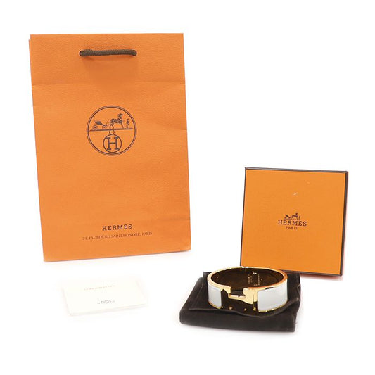 Hermes H300001F Blanc Enamel Click H Click Clack H PM Women's Bracelet 115450988