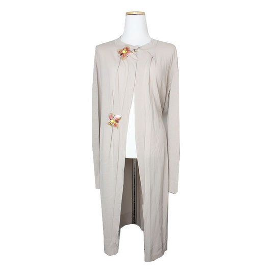CIVIDINI Chibidi Oatmeal Floral Applique Long Knit Cardigan 55, 66 115472028