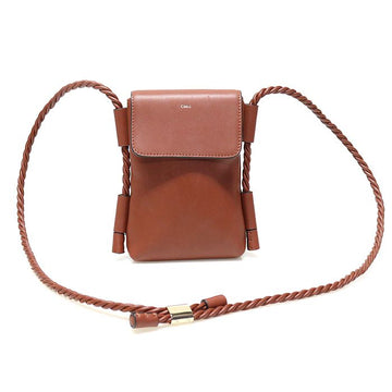 Chloe CHC22SP601G4727S Sepia Brown Calfskin Key Flap Phone Pouch Crossbody Bag 115520009