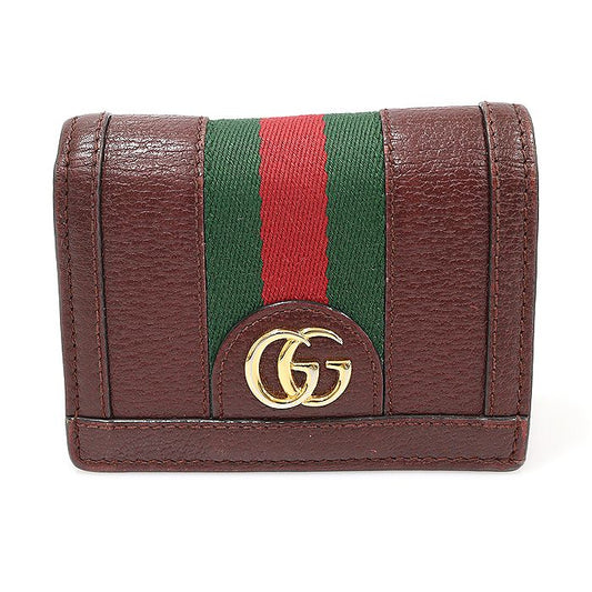 Gucci Burgundy Leather WEB Ophidia Card Case Wallet 523155 115620969