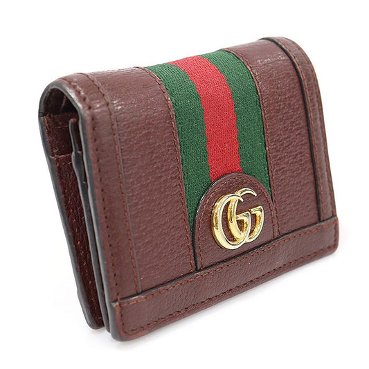Gucci Burgundy Leather WEB Ophidia Card Case Wallet 523155 115620969