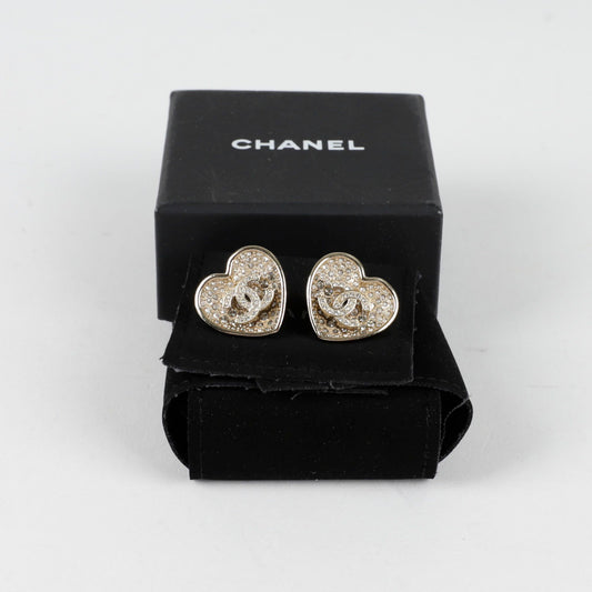 CHANEL ABA406 CC Heart Crystal Earrings 115045310