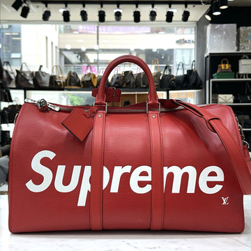 LOUIS VUITTON ダミエ エベヌ バンドリエール キーポル レッド 45 115641974