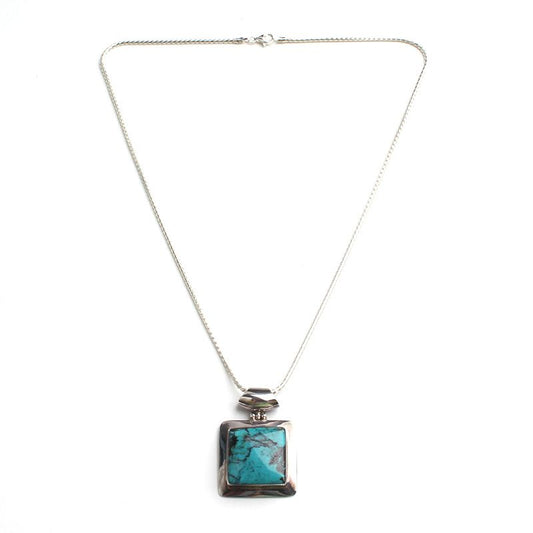 Other Brand Turquoise 925 Silver Square Pendant Necklace 115664939