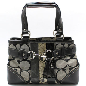 Coach Black Signature Jacquard Hamptons Carryall Tote Bag 10262 115730820