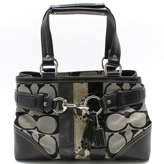 COACH 10262 Schwarze Signatur Jacquard Jaga-Silber Hampton Carryall Tote 115730820