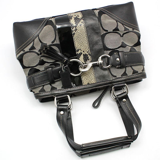 COACH 10262 Schwarze Signatur Jacquard Jaga-Silber Hampton Carryall Tote 115730820