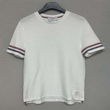 THOM BROWNE ストライプ ラウンドネック テクスチャード コットン 半袖Tシャツ 100 115837353