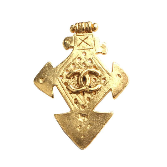 CHANEL Vintage Gold Plated Cross Brooch 116189925