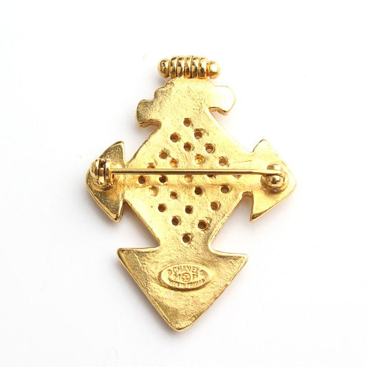 CHANEL Vintage Gold Plated Cross Brooch 116189925