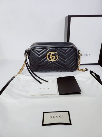 Gucci GG Black Marmont Matelassé Small Crossbody Bag 117317281