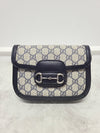 Gucci Blue Beige GG Supreme Horsebit 1955 Mini Shoulder Bag 117413421 [P]
