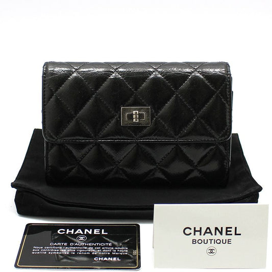 CHANEL Vintage Black Patent Leather 2.55 Card Wallet A80278 117521092