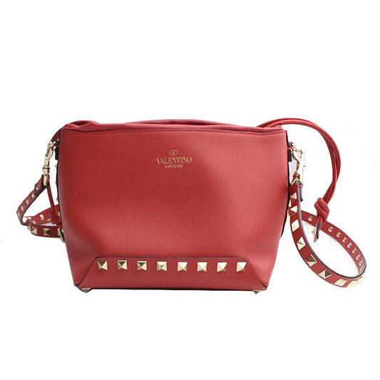 VALENTINO ロックスタッド コーラルレッド ミニ クロスバック 117565639