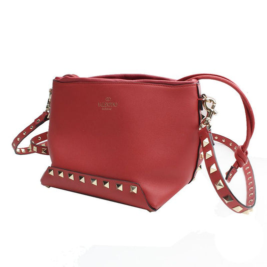 VALENTINO ロックスタッド コーラルレッド ミニ クロスバック 117565639