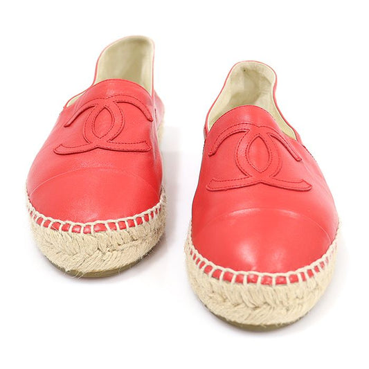 CHANEL G29762 Red Lambskin Espadrille Women Slip-On 36 117642978